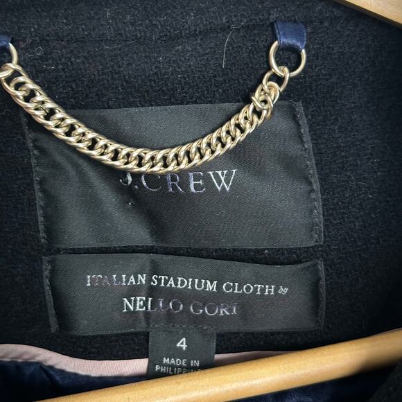 J. CREW Villa Coat in Italian Stadium Cloth Wool Black Sz 4 $398 - Picture 8 of 10